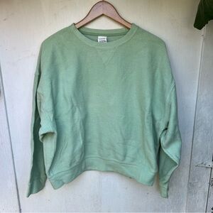 Victoria’s Secret Pink Corduroy Material Green Crewneck Sweatshirt Size Small
